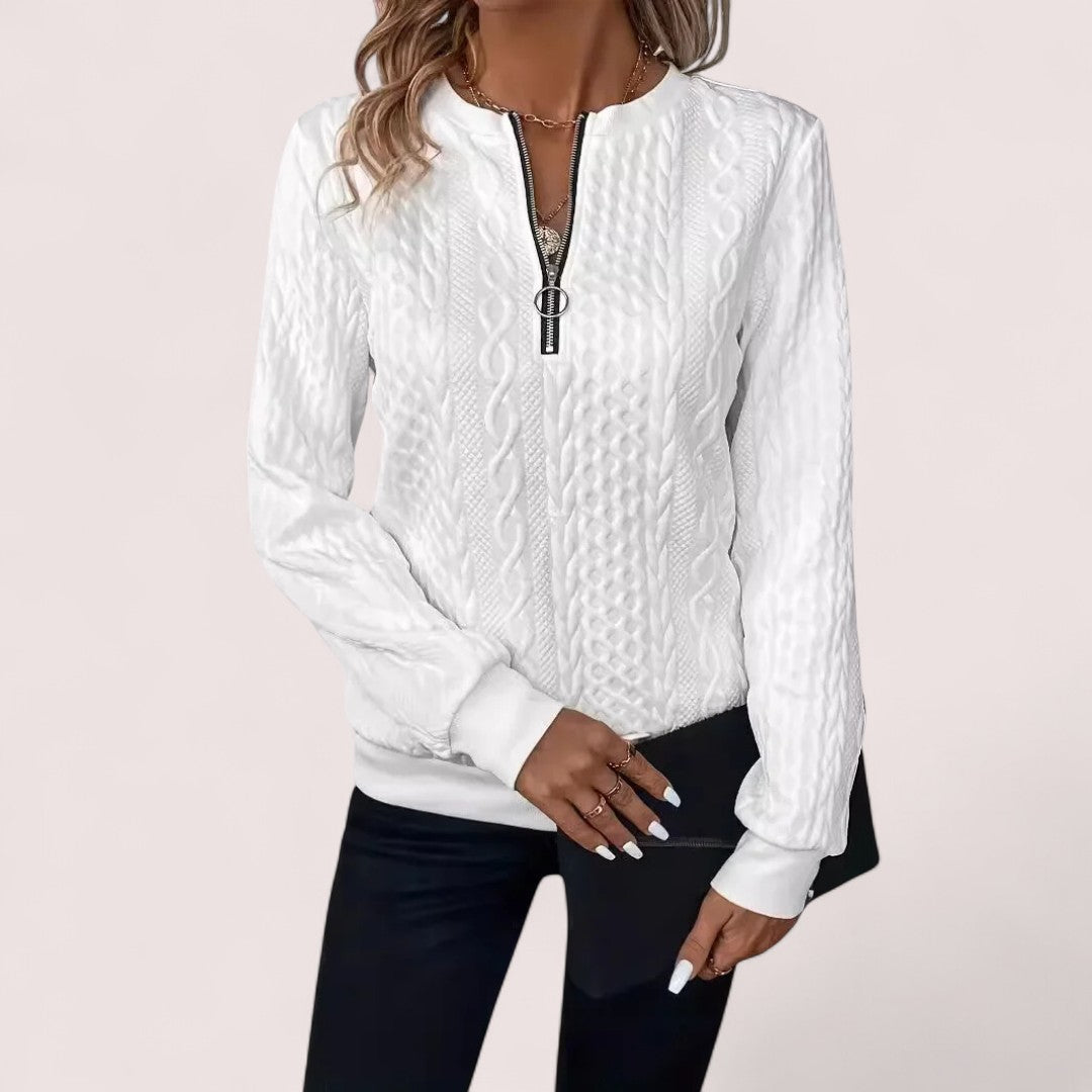 Elira Stockholm™ | Elegant Stickad Zip Cardigan
