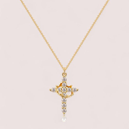 Elira Stockholm™ | Lyxigt Guldhalsband med Zirkonia Kors