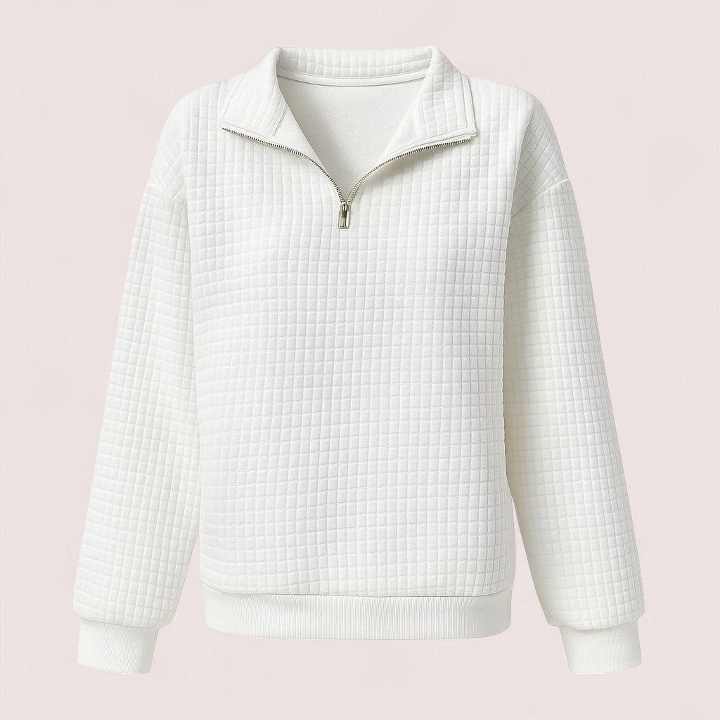 Elira Stockholm™ | Chic Vaffletröja med Dragkedja