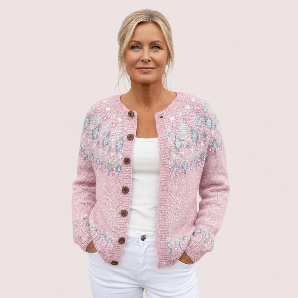 Elira Stockholm™ | Lösstickad Kofta med Mönster