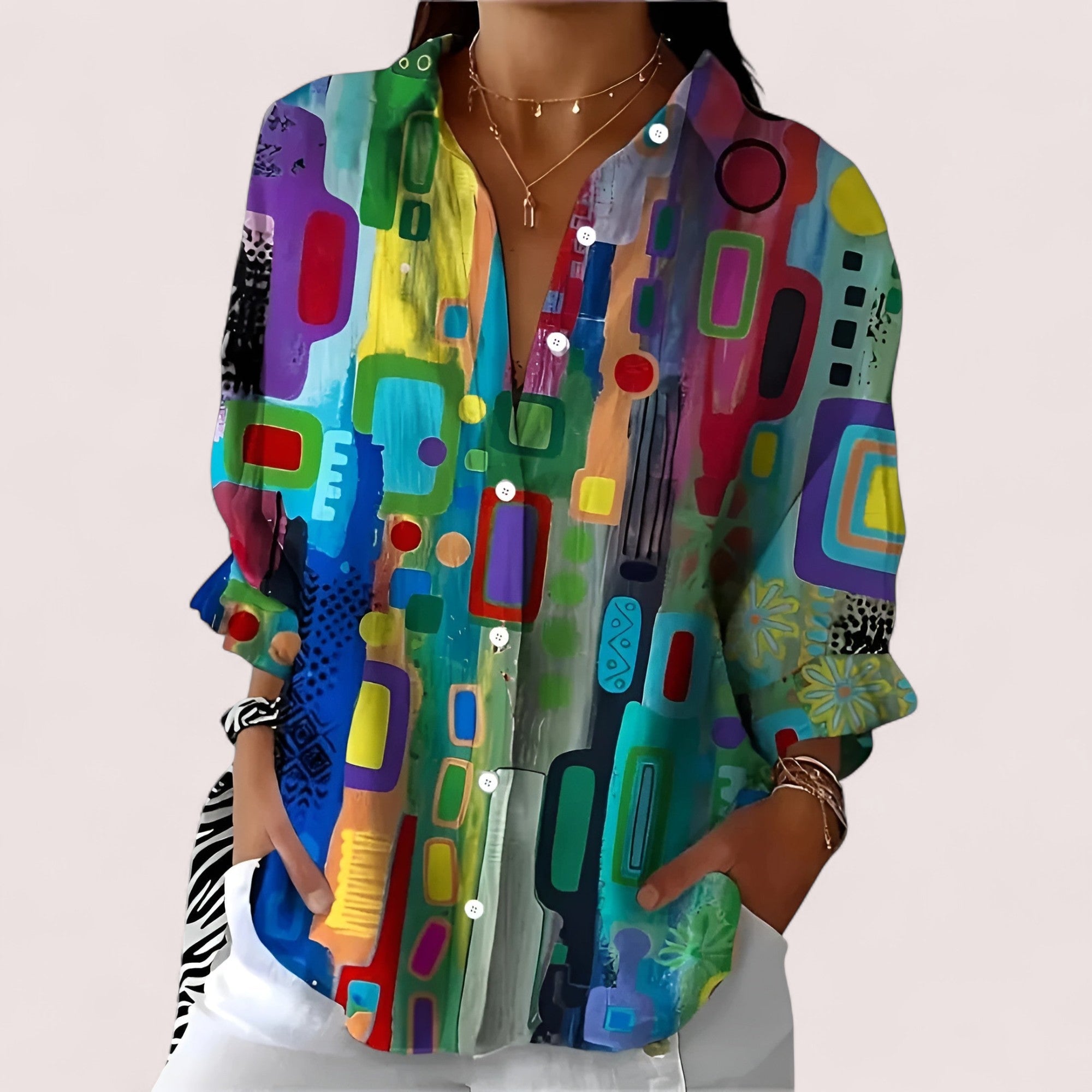 Elira Stockholm™ |  Blus med geometriskt mönster